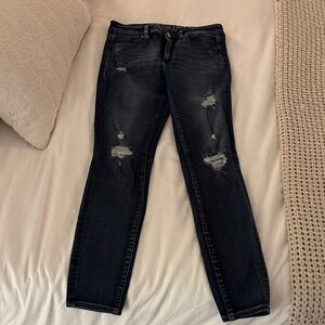 Women's Distressed Dark Blue Jeans